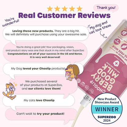 Choolip Berry Good Milk – Lactose-Free, Vitamin-Enriched Drink for Cats & Dogs | Supports Urinary Health, Digestion & Joints | Free from Grains, Gluten and Antibiotics