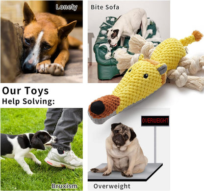 Dog Toys, Dog Plush Toy for Large Breed, Cute Squeaky Dogs Toy with Crinkle Paper, Puppy Stuffed Animal Chew Toys for Small, Middle, Large Breed (Lion)