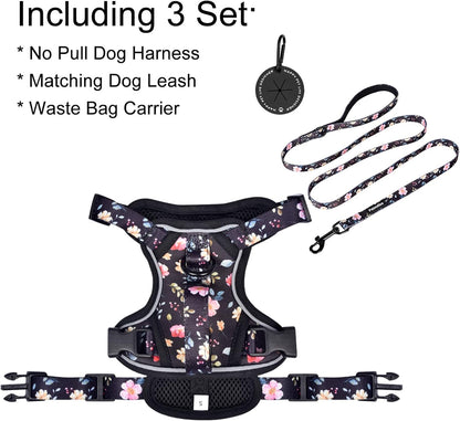 Petmolico Dog Harness for Small Dogs, Cute Harness Vest with Two Leash Clips and Soft Handle, Reflective Easy Walk Puppy Vest - Black Peach, Small