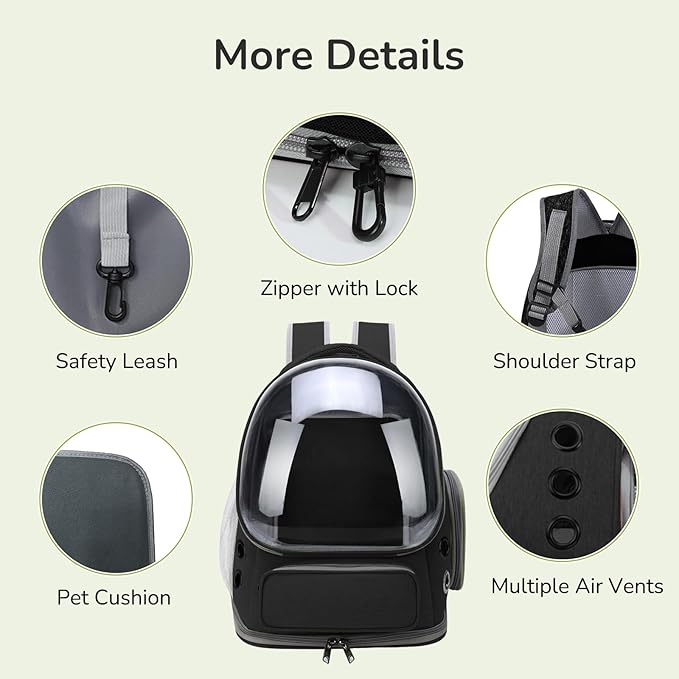 Cat Backpack Carrier for Large Cats, Expandable Cat Bubble Backpack, Dog Carriers for Small Medium Dogs, Airline Approved Pet Carrier for Travel Hiking Outdoor(Black)