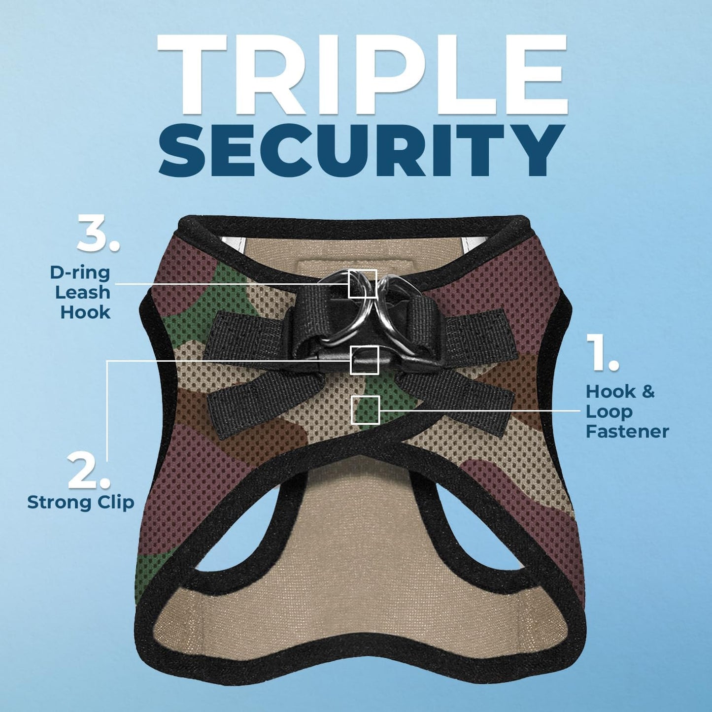 Best Pet Supplies Voyager Step-in Air Harness - All Weather Mesh, Reflective, No Pull Harness for Dogs, Cats - Secure with Hook & Loop Fastener, Buckle, Double D-Rings - Army/Black Trim, XXS