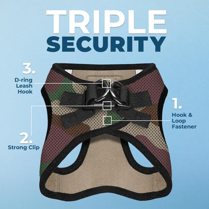 Best Pet Supplies Voyager Step-in Air Harness - All Weather Mesh, Reflective, No Pull Harness for Dogs, Cats - Secure with Hook & Loop Fastener, Buckle, Double D-Rings - Army/Black Trim, XXS