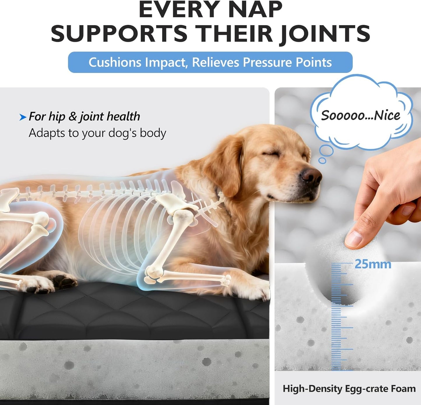 Back Seat Extender for Dogs-Upgraded Egg Crate Foam, Soft Dog Car Seat Cover Holds 420lbs, Sturdy Backseat Extender for Dogs, Waterproof Pet Car Bed Dog Hammock for Car, SUV, Truck