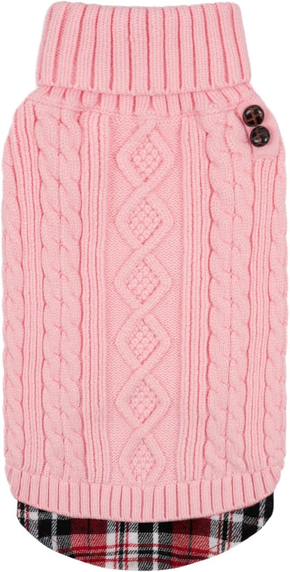 KYEESE Dog Sweater Comfy Pet Coat for Fall Winter Cold Weather Warm Turtleneck Large Dogs Sweater with Gingham Patchwork Soft Pullover Dog Sweaters for Large Dogs