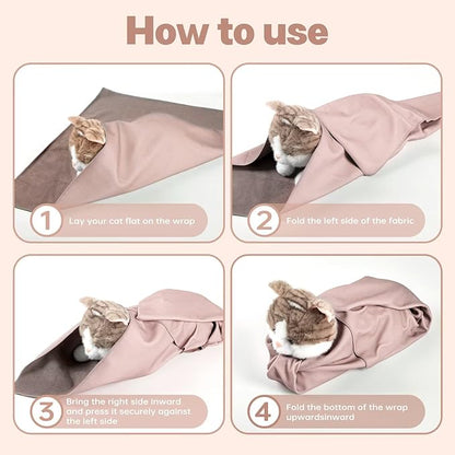 Paw Legend 21.7" Cat Wrap for Grooming Cat Wrap for Cutting Nails Cat Restraint for Nail Clipping Self Adhesive Blanket Restraint Cloth for Cats Within 6lbs