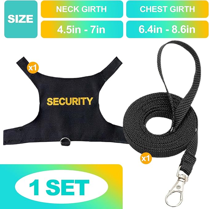 Escape Proof Adjustable Bearded Dragon Leash and Harness Set, Cute Lizard Costume Accessories for Leopard Geckos, Iguanas & Small Pets, Outdoor Walking