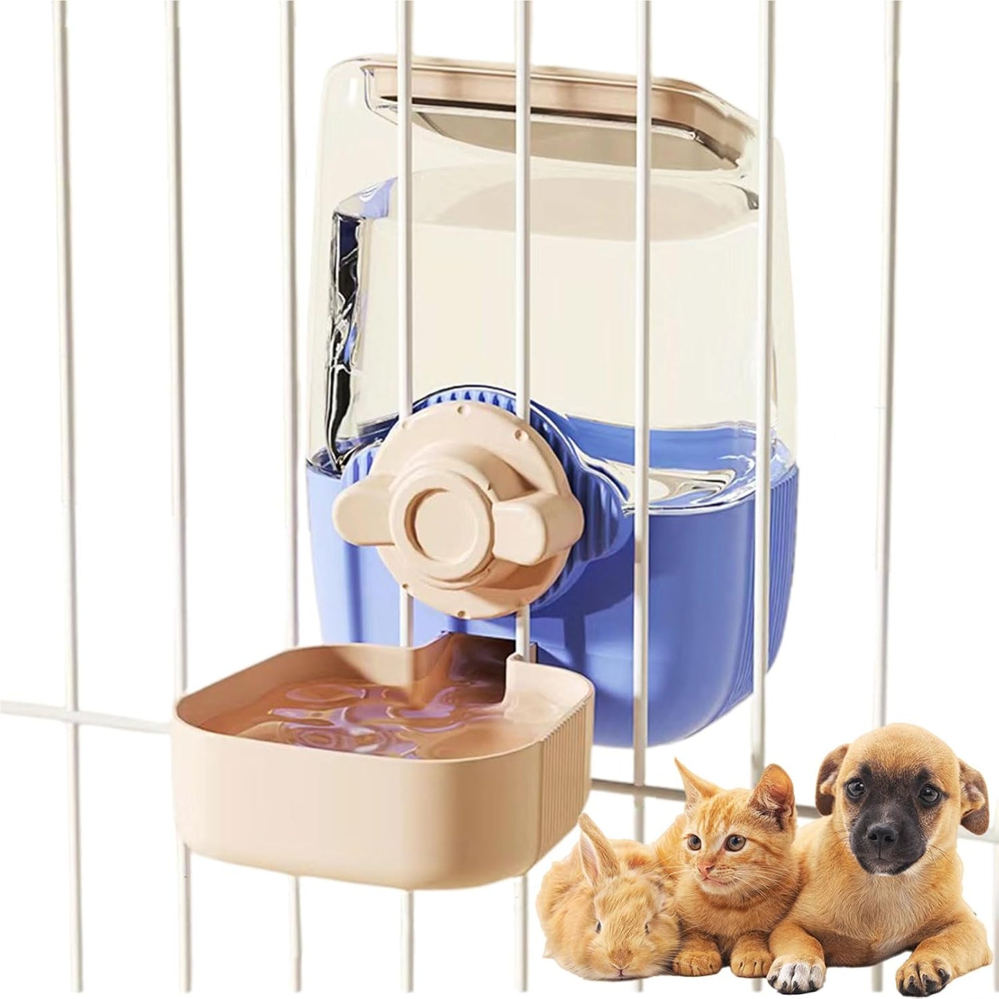 35oz Rabbit Water Bottle, Pet Hanging Automatic Water Dispenser for Small Animal Ferret Guinea Pig Chinchilla Dog Cat (Cage Grid Spacing 1.1''-2.1'') (Blue-Pink)