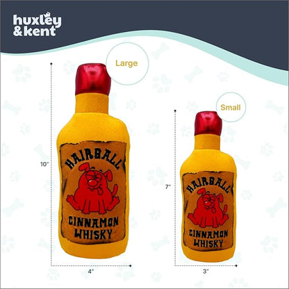 Huxley & Kent Funny Dog Toy w/Squeaker – Power Plush Squeaky Dog Toys for Small, Medium & Large Dogs – Soft Stuffed Animal for Indoor Play & Fetch - Hairball Cinnamon Whiskey, Large
