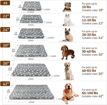 Mora Pets Dog Bed Crate Pad Ultra Soft Pet Bed with Cute Star Print Washable Crate Mat for Large Medium Small Dogs Reversible Fleece Dog Crate Kennel Mat Cat Bed Liner 22-Inch Grey