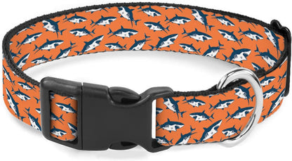 Sea Shark Ocean Orange Pet Collars Dog Collars Soft Elastic Neck Strap for Female Male Puppy Cats
