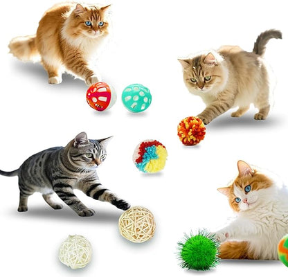 21-Piece Cat Toys Set, Interactive Tunnel, Balls, Mice, Feather Wands, Catnip Toys(Black Tunnel)