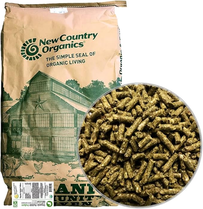 New Country Organics Rabbit Food Pellets - Essential Bunny Supplies - Corn-Free and Soy-Free - 15% Protein Rabbit Feed - Certified Organic and Non-GMO - 25 lbs