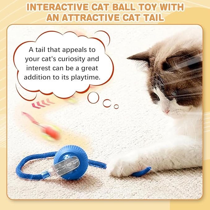Interactive Cat Toy,Electric Dog BallToy,Cat Toys for Indoor Cats,Chewie Viral Dog Ball,Adjustable Sports Rolling Toy,Electric Rolling Ball Christmas Birthday Gift for Pets.(Blue)