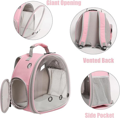 Portable Travel pet Backpack Carrier Small Animal Travel Bag for Hamster, Guinea Pig, Bird, Cat, Rabbit, Pink (Pink)