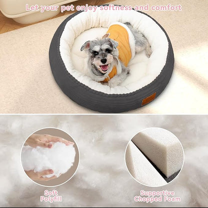 30in Dog Bed Sofa for Small/Medium/Large Dogs, Machine Washable Supportive Foam Pet Couch with Washable Removable Mat and Non-Slip Bottom, Pet Cuddler for Indoor/Outdoor/Car/Cage, Dark Grey
