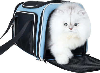 petisfam Pet Carrier Bag for Medium Cats and Puppy. TSA Airlined Approced. Easy Vet Visit, Airline Approved, Top Loading, Easy Storage