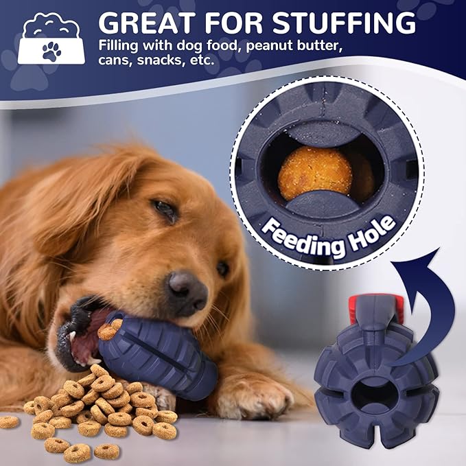 Dog Toys for Aggressive Chewers Large Breed, for German Shepherd, Indestructible Interactive Treat Dog Toys for Large Medium Breeds, Food Grade & Tough Rubber, Fun to Chew, Chase and Fetch (Blue)