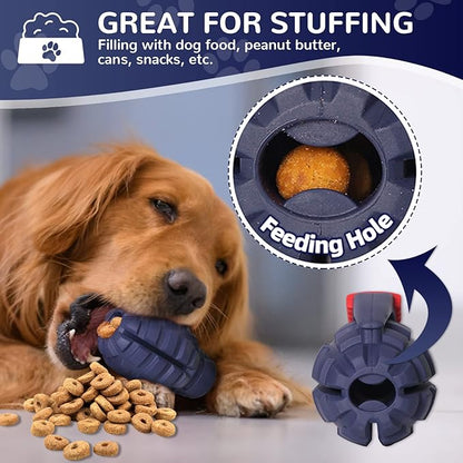 Dog Toys for Aggressive Chewers Large Breed, for German Shepherd, Indestructible Interactive Treat Dog Toys for Large Medium Breeds, Food Grade & Tough Rubber, Fun to Chew, Chase and Fetch (Blue)