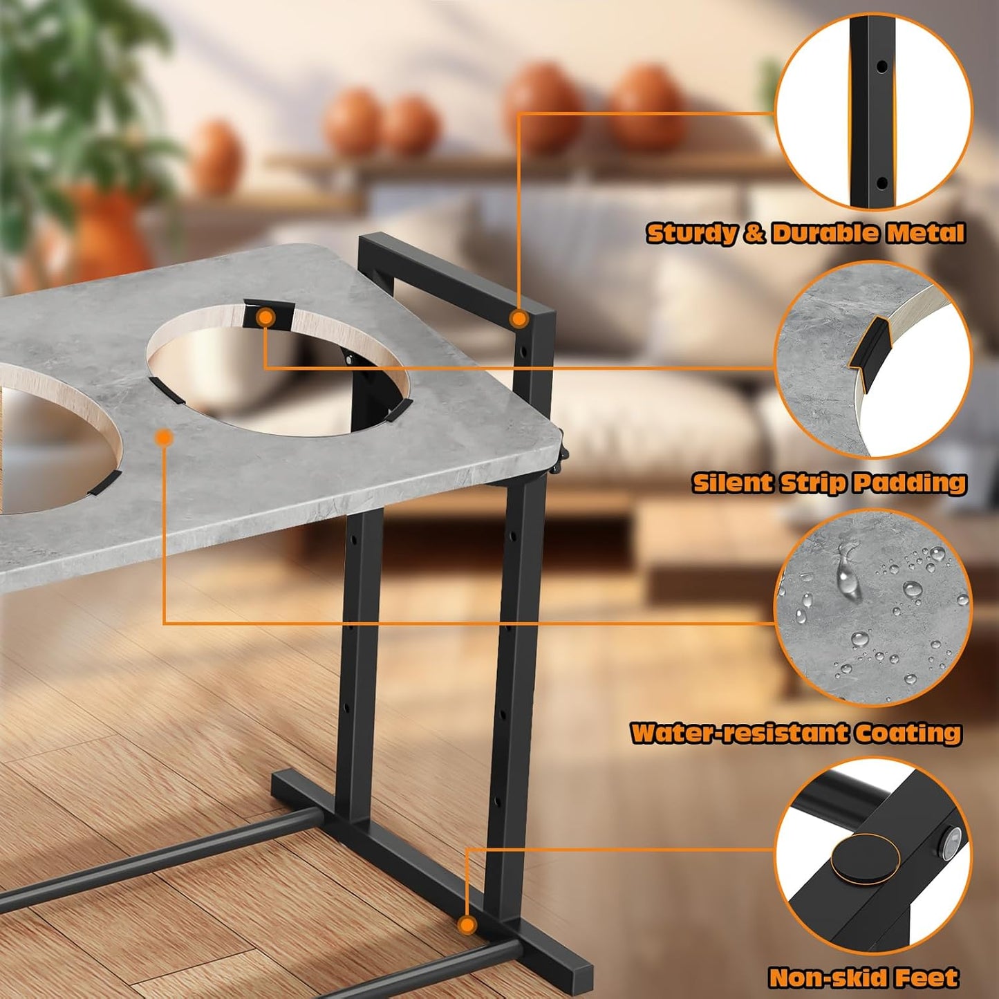 Elevated Dog Bowls for Dogs, 6 Heights Adjustable Raised Dog Bowl with Slow Feeder - 3 Stainless Steel Bowl, Tiltable Non-Slip Feeding Bowls with Metal Stand