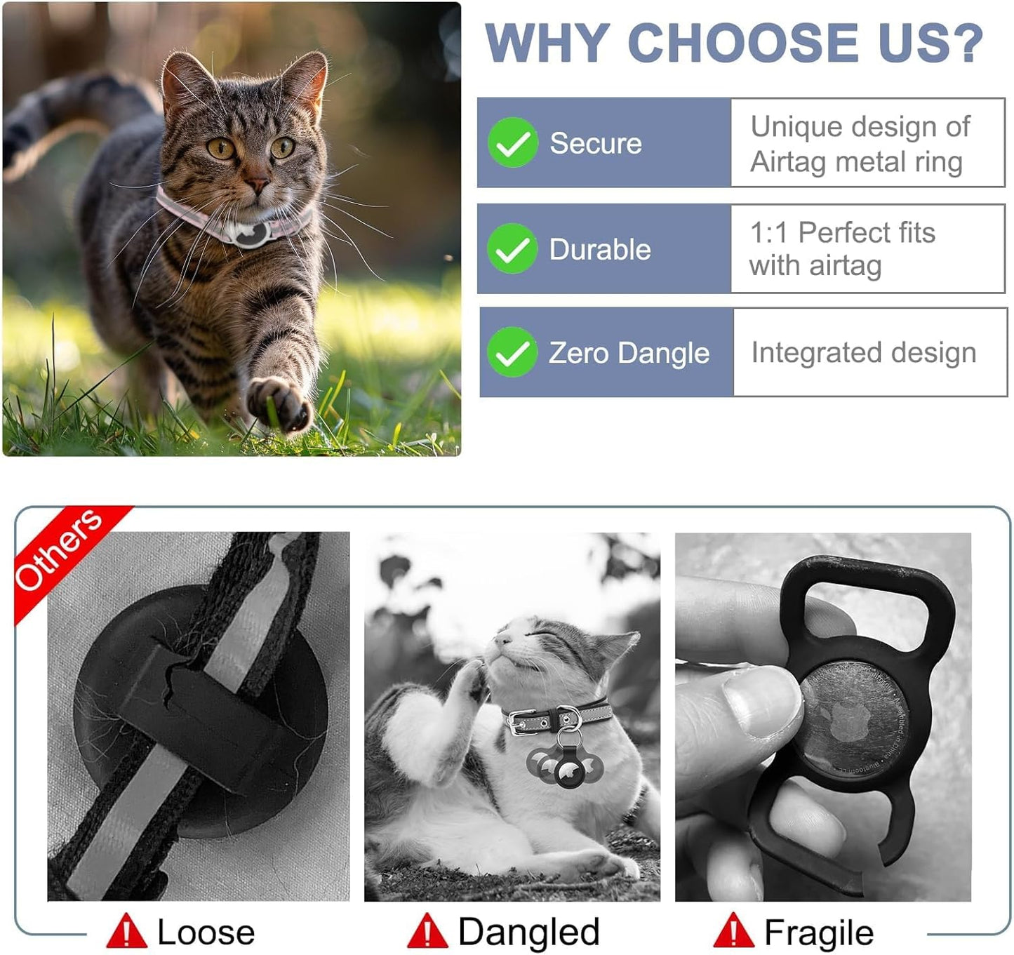 AirTag Cat Collar, Ultra Elastic Cat Tracker Collar with Apple Air Tag Holder, [Lightweight][Scratch Resistant] Stepless Adjustable GPS Pet Collar for Cats Kittens [Pink]