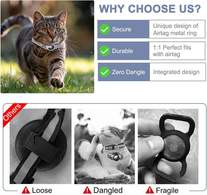 AirTag Cat Collar, Ultra Elastic Cat Tracker Collar with Apple Air Tag Holder, [Lightweight][Scratch Resistant] Stepless Adjustable GPS Pet Collar for Cats Kittens [Pink]