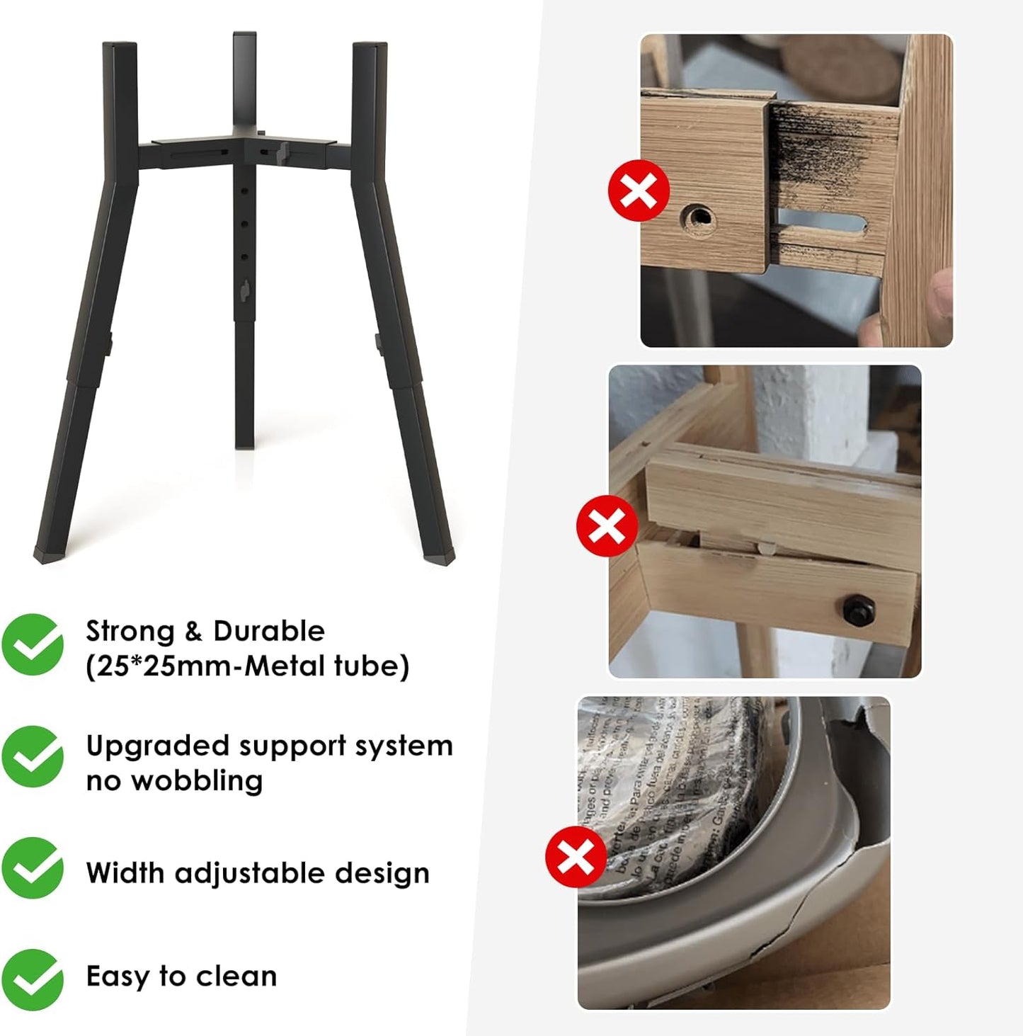 Elevated Dog Bowl Stand for Large Dogs, Adjustable Height & Width,Single Raised Dog Food Water Holder,Bowl Not Included