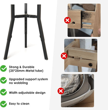 Elevated Dog Bowl Stand for Large Dogs, Adjustable Height & Width,Single Raised Dog Food Water Holder,Bowl Not Included