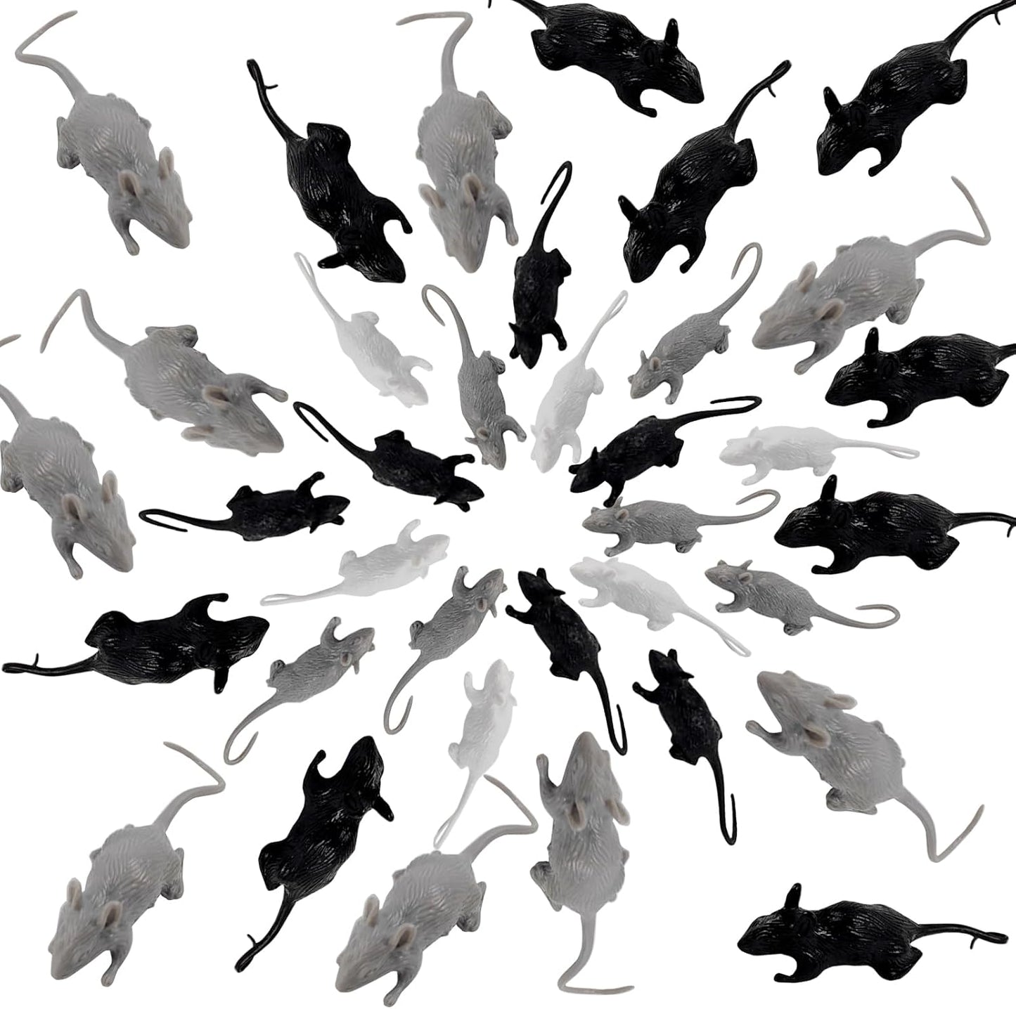 36PCS Plastic Mini Fake Rat Plastic Mouse Toys Decorations Realistic Pranks Rats Simulated Big Small Mouse Mice Toys for April Fools Day Halloween Prank Party Supplies