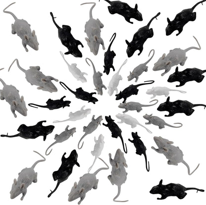36PCS Plastic Mini Fake Rat Plastic Mouse Toys Decorations Realistic Pranks Rats Simulated Big Small Mouse Mice Toys for April Fools Day Halloween Prank Party Supplies