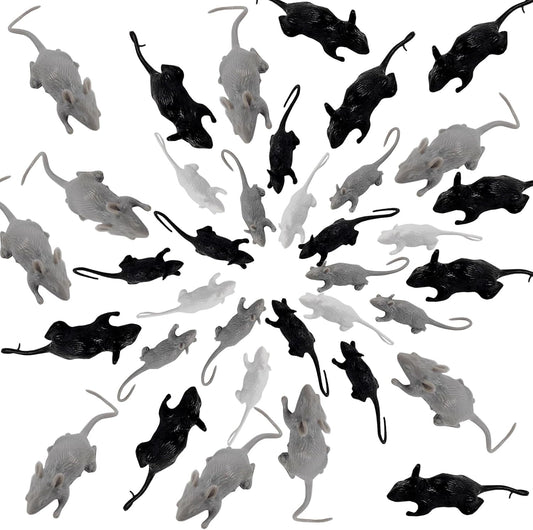 36PCS Plastic Mini Fake Rat Plastic Mouse Toys Decorations Realistic Pranks Rats Simulated Big Small Mouse Mice Toys for April Fools Day Halloween Prank Party Supplies