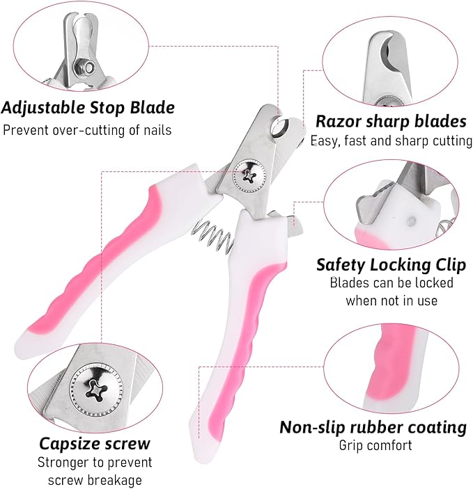 4.9"Small Dog & Cat Nail Clipper 2 Pcs Dogs and Cats Grooming Nails Clippers Kit Pet Nail Clipper with Nails File Pet Trimmers for Rabbits Guinea Pigs Birds Puppies Kittens Avoid over Cutting Toenail