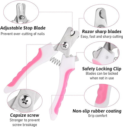 4.9"Small Dog & Cat Nail Clipper 2 Pcs Dogs and Cats Grooming Nails Clippers Kit Pet Nail Clipper with Nails File Pet Trimmers for Rabbits Guinea Pigs Birds Puppies Kittens Avoid over Cutting Toenail