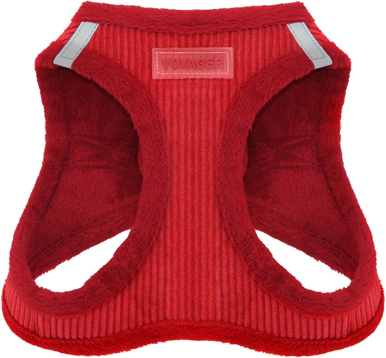 Voyager Step-In Plush Dog Harness – Soft Plush, Step In Vest Harness for Small and Medium Dogs by Best Pet Supplies - Harness (Red Corduroy), XS (Chest: 13 - 14.5")