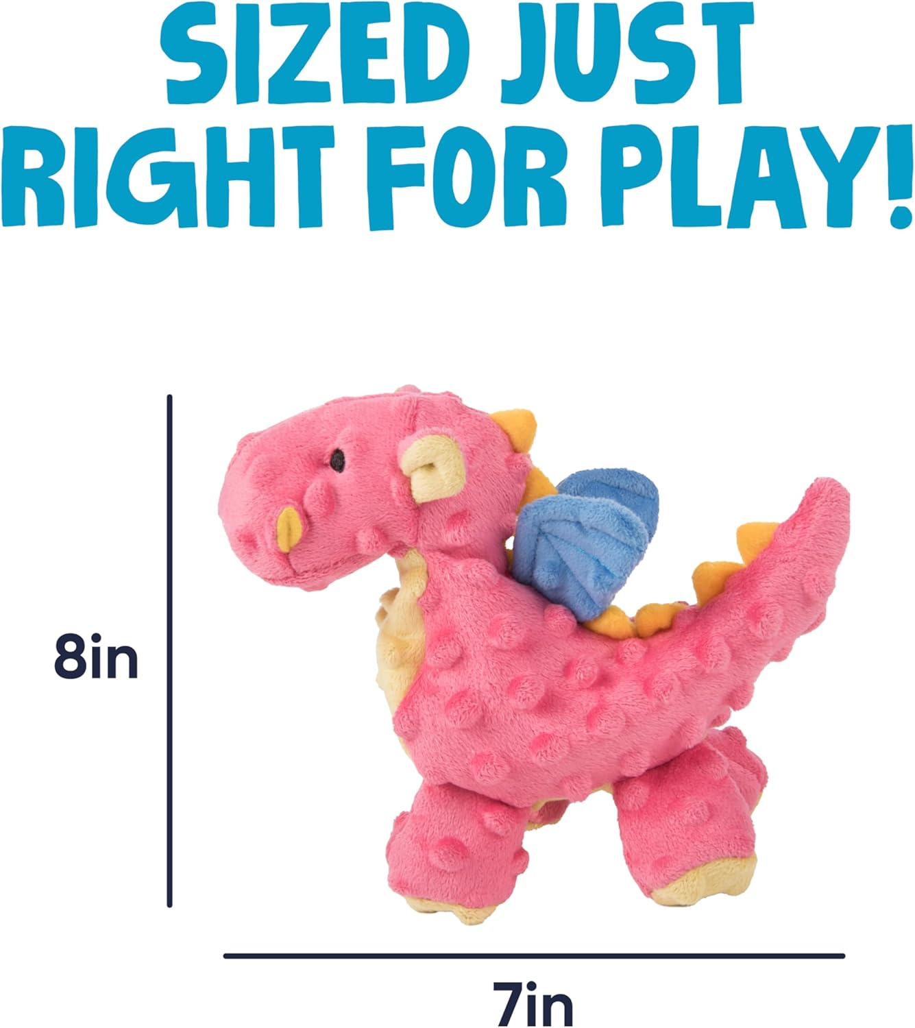 goDog Bubble Plush Dragons Squeaky Dog Toy, Chew Guard Technology - Coral, Small