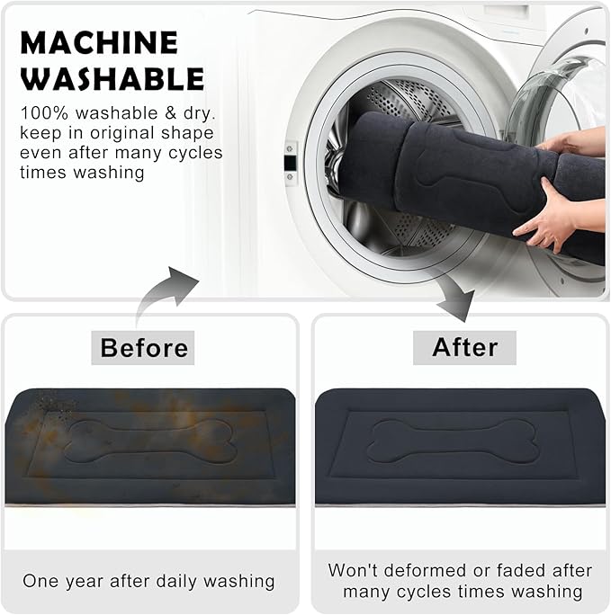 JoicyCo Dog Bed Soft Dog Crate Pad Mat for Medium/Large Dogs 36 in Non-Slip Bottom Washable Dog Sleeping Mattress Pet Beds Cat Bed Kennel Pad, Dark Gray