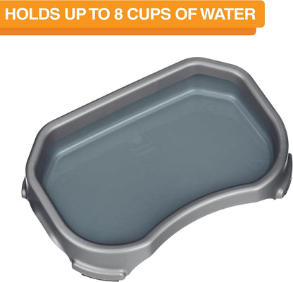 Neater Pet Brands Large Capacity Outdoor Dog Water Bowl for Small Dogs, Cats, Reptiles, Birds, & Small Animals, Outdoor Water Bowls for Dogs (8 Cups), Feed Bowl & Trough, Indoor or Outside, Grey