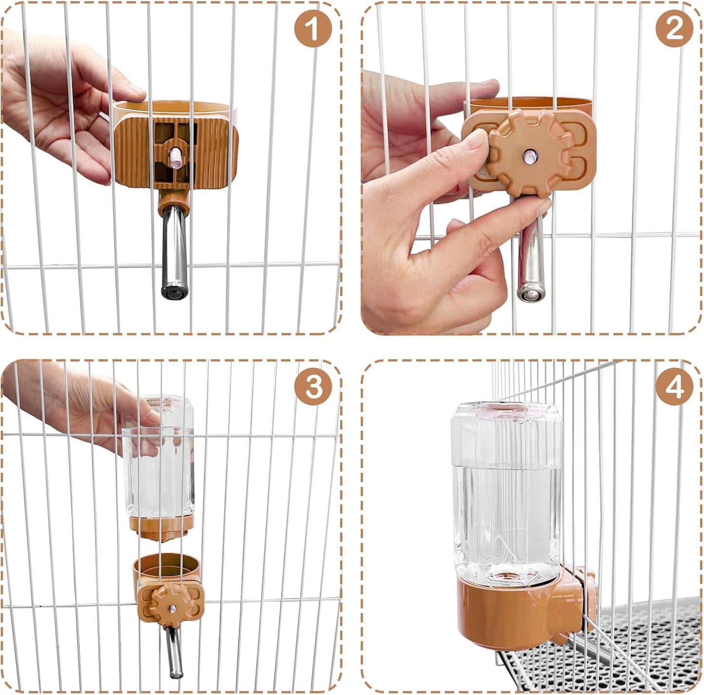 LOS ANDES No-Drip Water Bottle/Feeder for Guinea Pigs/Hamsters/Bunnies/Ferrets/Squirrel/Hedgehog/Other Small Pets, Weather Resistant Cage Water Bottles for Dogs/Cats, 18.5oz, Orange