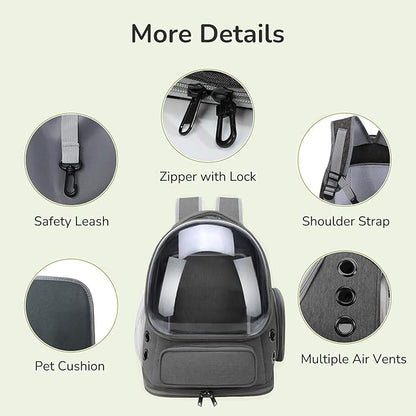 Cat Backpack Carrier for Large Cats, Expandable Cat Bubble Backpack, Dog Carriers for Small Medium Dogs, Airline Approved Pet Carrier for Travel Hiking Outdoor(Grey)