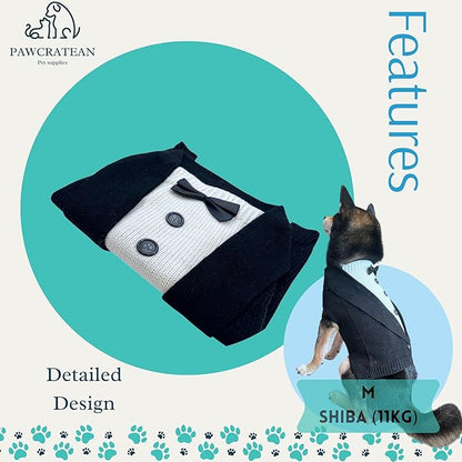 Cute Sweater for Dogs and Cats Soft Flannel Pet Outfit Warm and Cozy Animal Hoodie Small to Large Pet Clothes for Halloween Parties and Everyday Wear (Large, Black Bowtie)