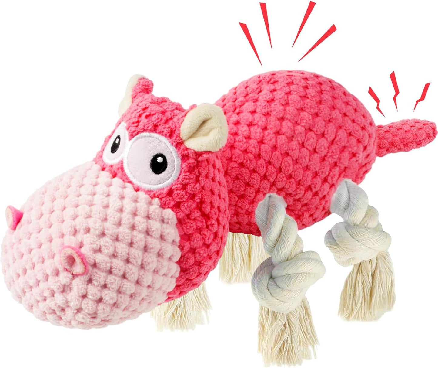 Squeaky Dog Toy - Plush Interactive Chew Toy for Large, Medium and Small Dogs, Keeps Them Busy (Pink, Medium)