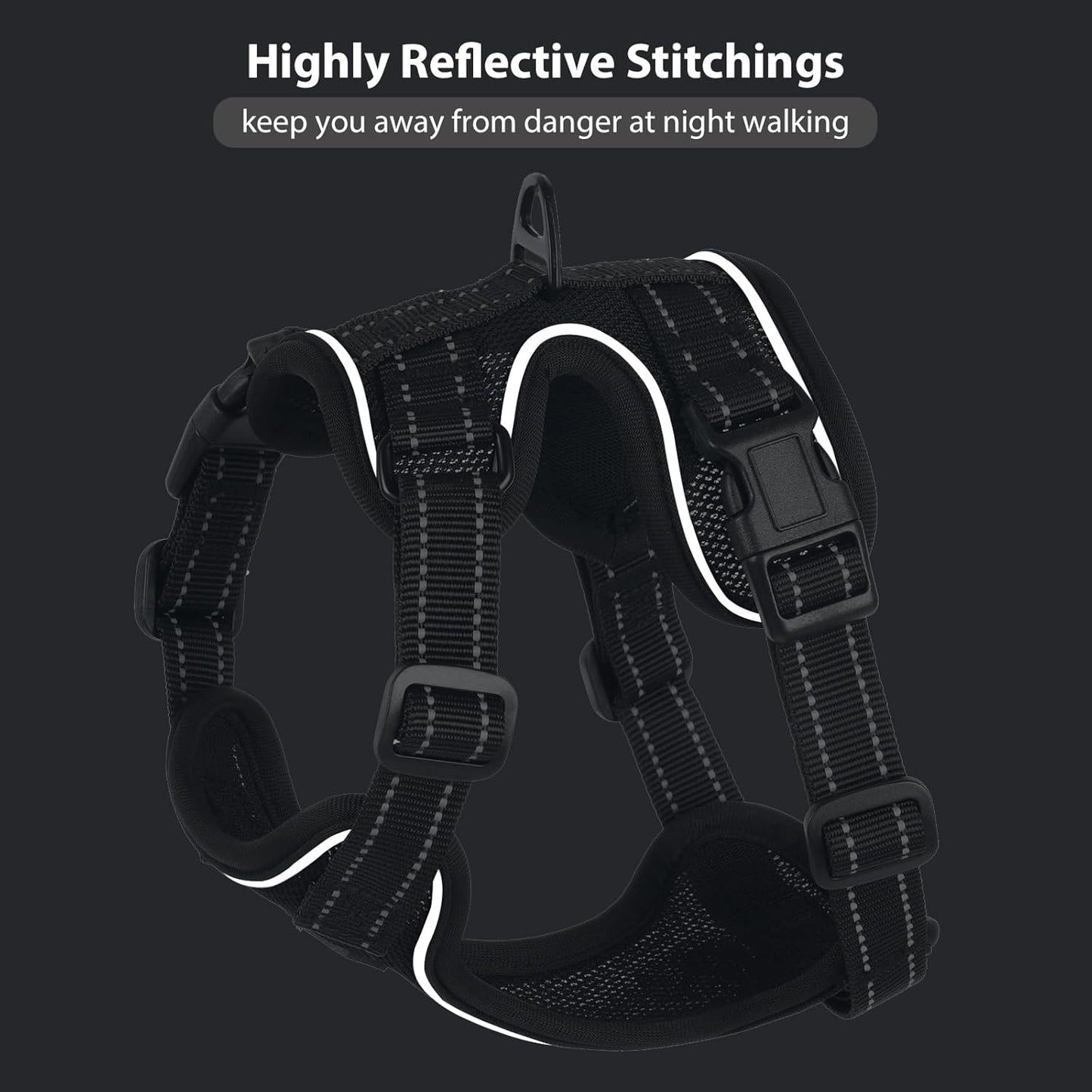 Rttochfy Cat Harness and Leash Set, Adjustable and Reflective Cat Vest, Escape Proof Kitten Harness, Easy to Put on with 3 Buckles for Cats Walking and Traveling (Black, L)