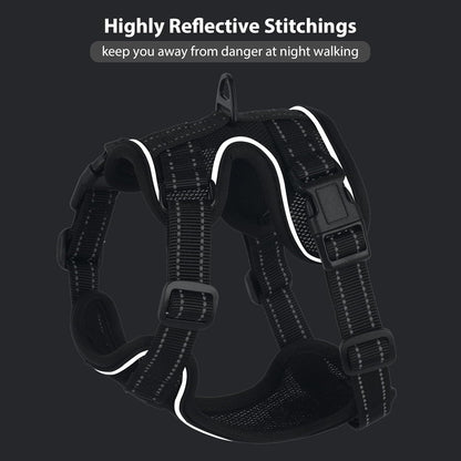 Rttochfy Cat Harness and Leash Set, Adjustable and Reflective Cat Vest, Escape Proof Kitten Harness, Easy to Put on with 3 Buckles for Cats Walking and Traveling (Black, L)