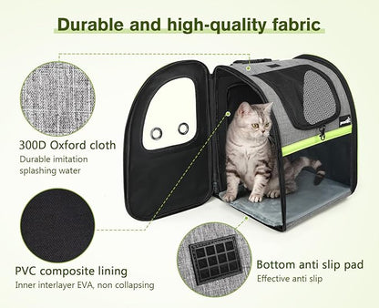 Pecute Pet Carrier Backpack, Large Cat Carrier Backpack Hold Up to 22 Lbs, Expandable cat Backpack with Breathable Mesh for Medium Dogs Cats, or 2 Small Pets, Dog Backpack Carrier for Travel Hiking