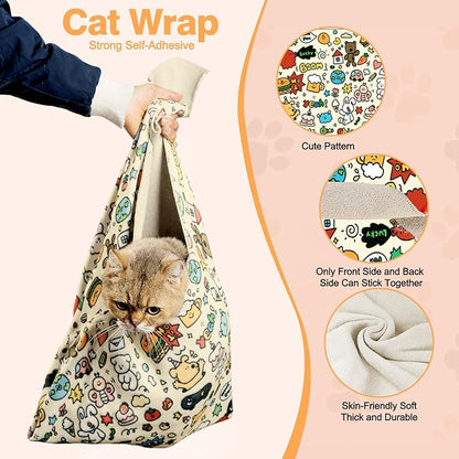 35.5" Cat Grooming Wrap Cat Wrap for Cutting Nails Cat Restraint for Nail Clipping Cat Swaddle Wrap Cat Burrito Wrap XL(Within 22lbs) Anti-Scratch Anti-Escape Multifunctional Pet Tool