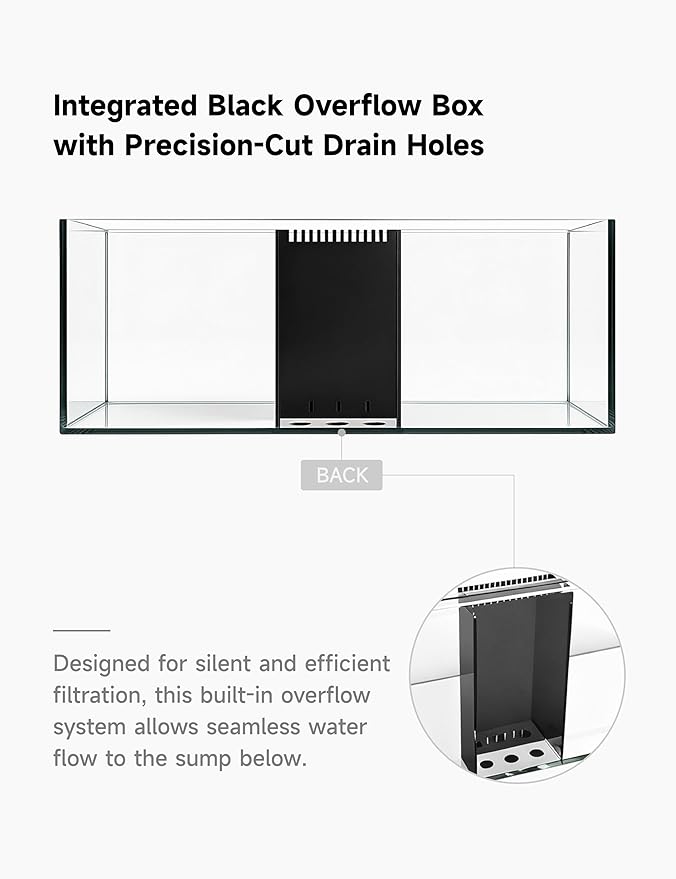 150G3H 150 Gallon SC Aquariums 60 x 24 x 24 H 12mm (Eurobraced) with Built-in Center Overflow