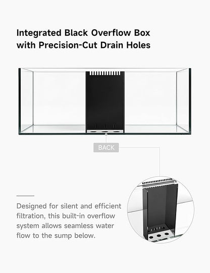150G3H 150 Gallon SC Aquariums 60 x 24 x 24 H 12mm (Eurobraced) with Built-in Center Overflow