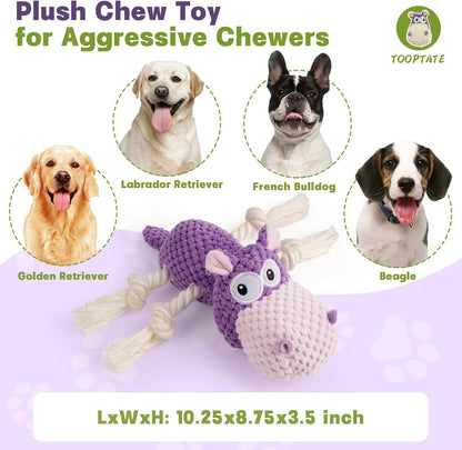 Squeaky Dog Toy - Plush Interactive Chew Toy for Large, Medium and Small Dogs, Keeps Them Busy (Purple, Medium)