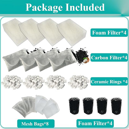 4 Set Three-Stage Filters Media Maintenance Kit Replacement for AquaClear 70 Power Filter, Fish Tank Filter for 40-to-70 Gallon Aquariums