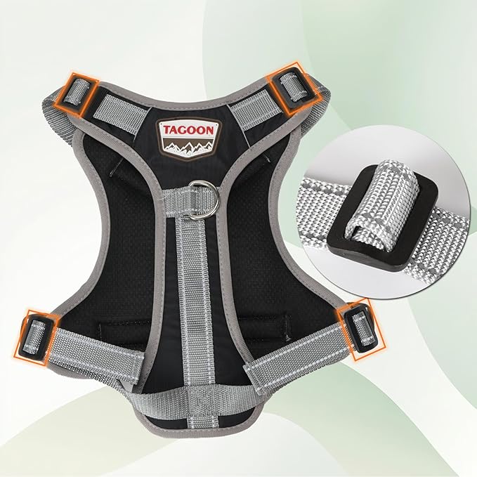 Dog Vest Harness, No Pull Vest with Handle, Training for Walking, Running, Dog Harness Medium Size Fits Neck 18-21 Inch and Chest 20-26 Inch, Black Adjustable Service Dog Vest with 2 Pocket, M