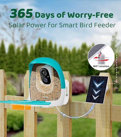 HIXX Smart Bird Feeder with Camera, AI Identify Birds & Auto Capture, 2K HD Live Camera Birdwatching with Color Night Vision for Bird Lovers Gifts (Blue)